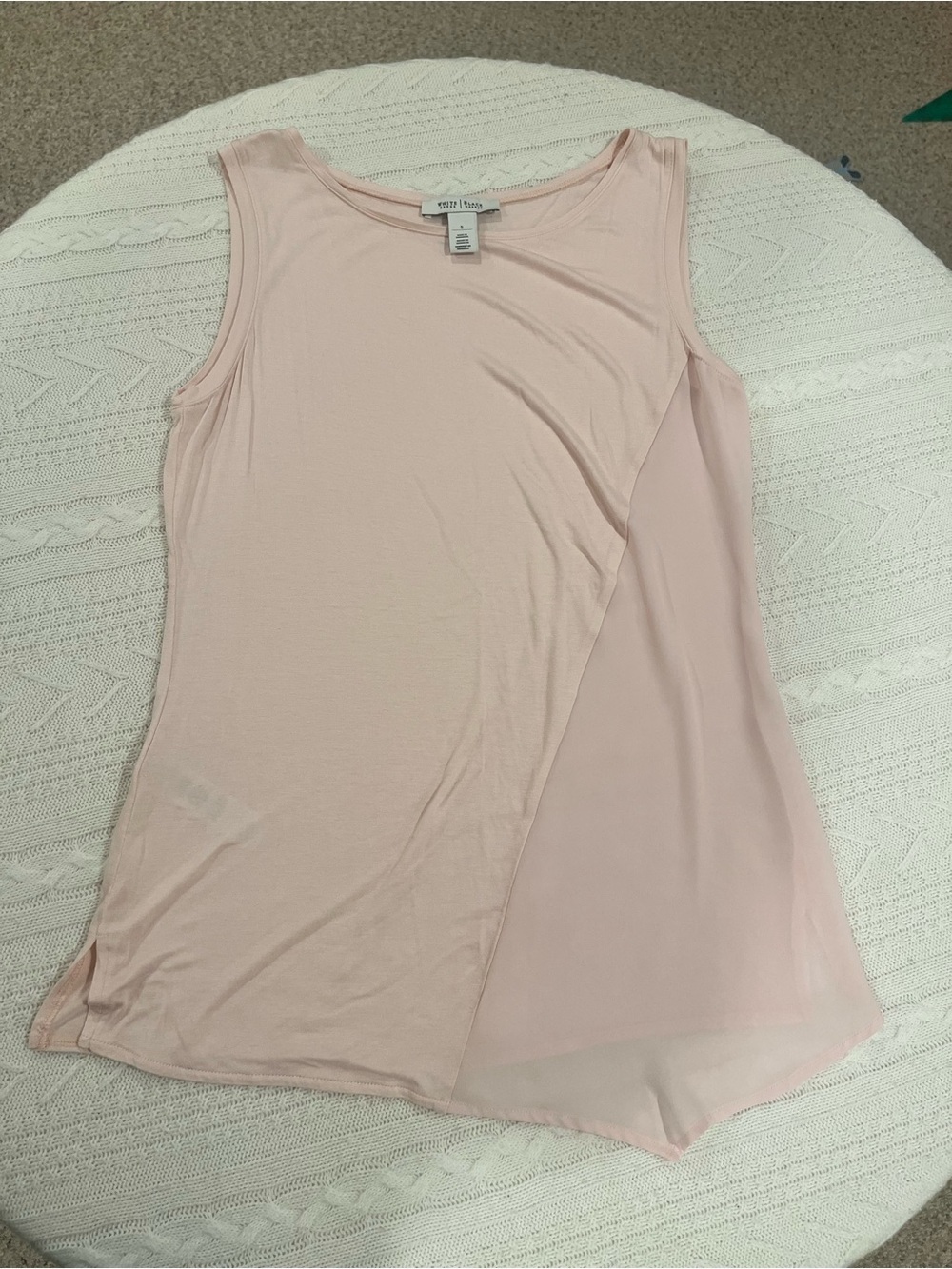 White House Black Market Blush Pink Asymmetrical Mixed Media Tank - Small